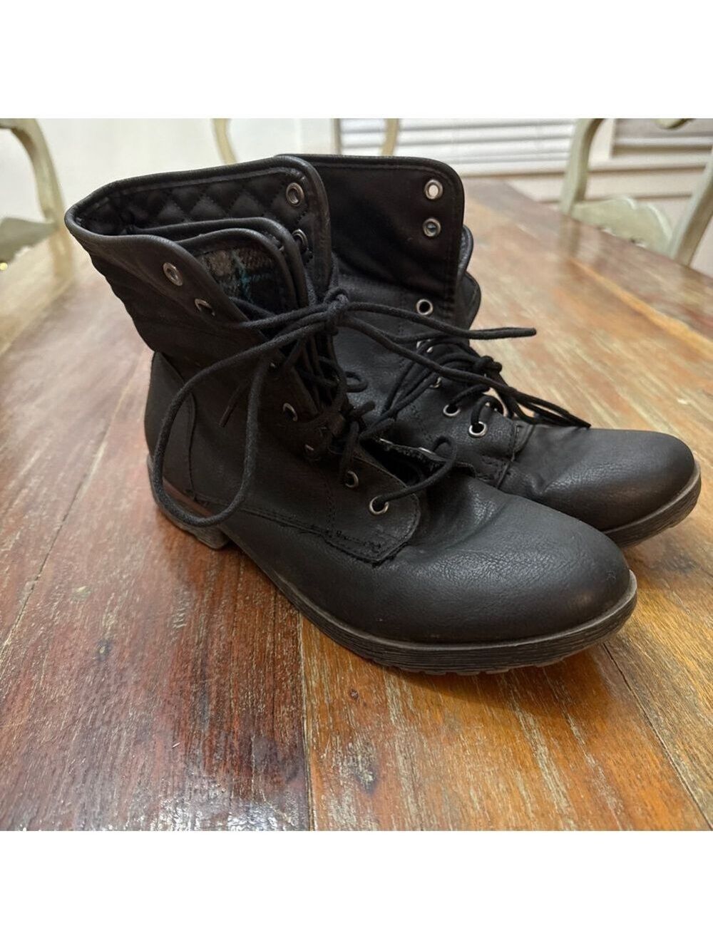 Rock and Candy Zigi Black Lace Up Boots Size 10
